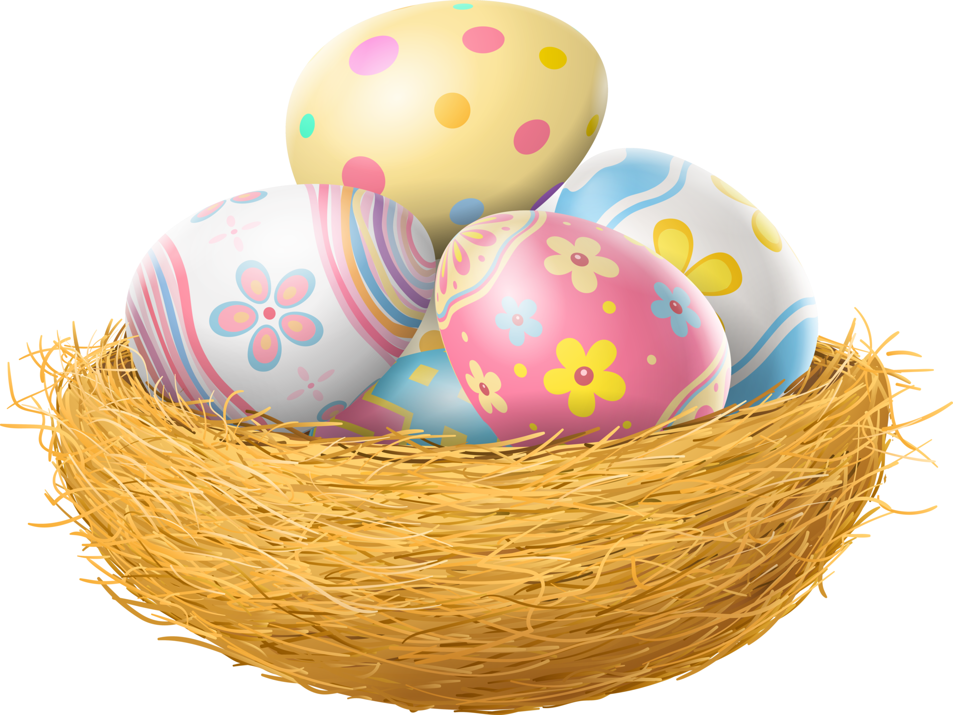 Happy Easter day eggs in nest 14466544 PNG