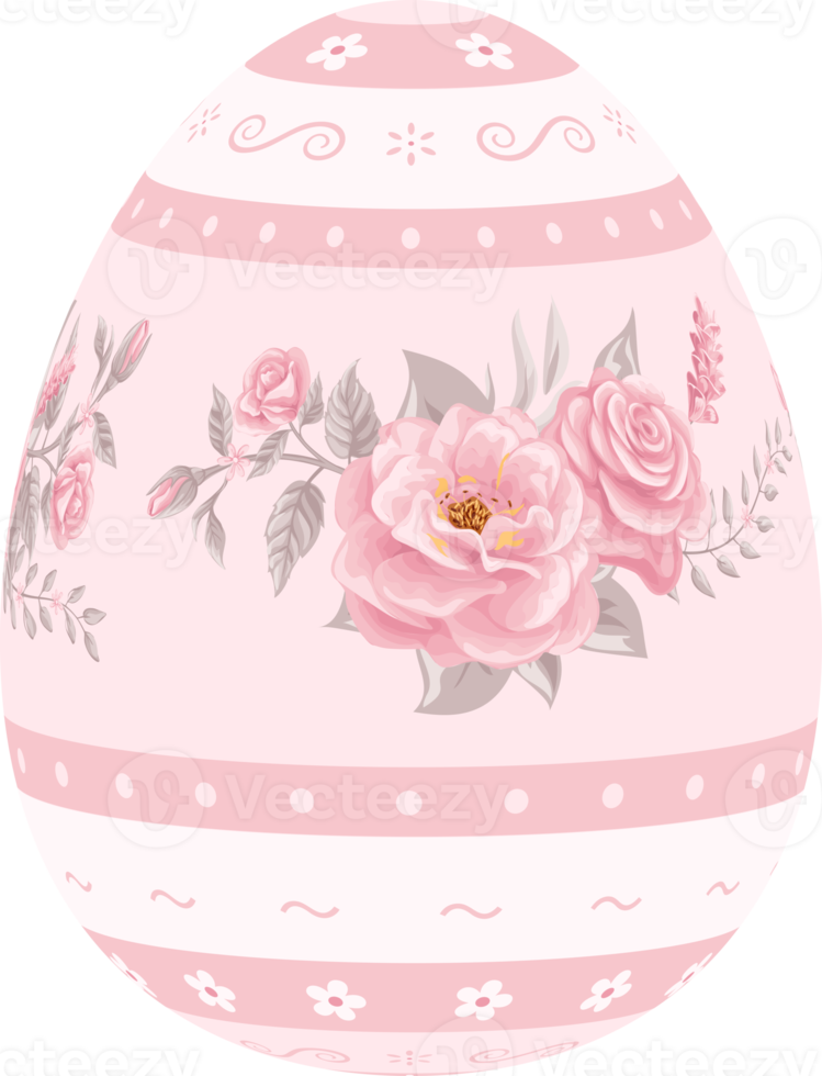 Happy Easter Day colorful egg rose isolated png