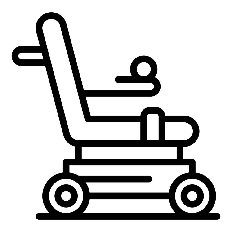 vector de contorno de icono de silla de ruedas eléctrica para discapacitados. silla scooter