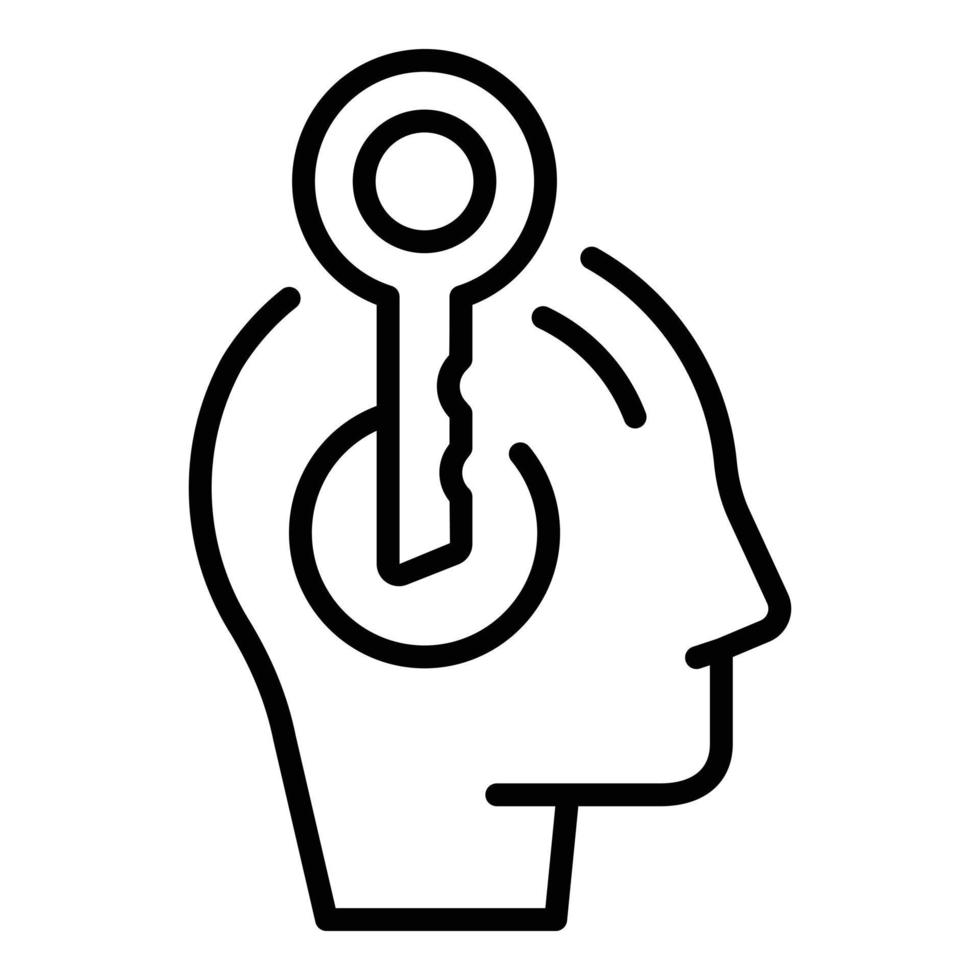 Mind key icon outline vector. Mental emotion vector