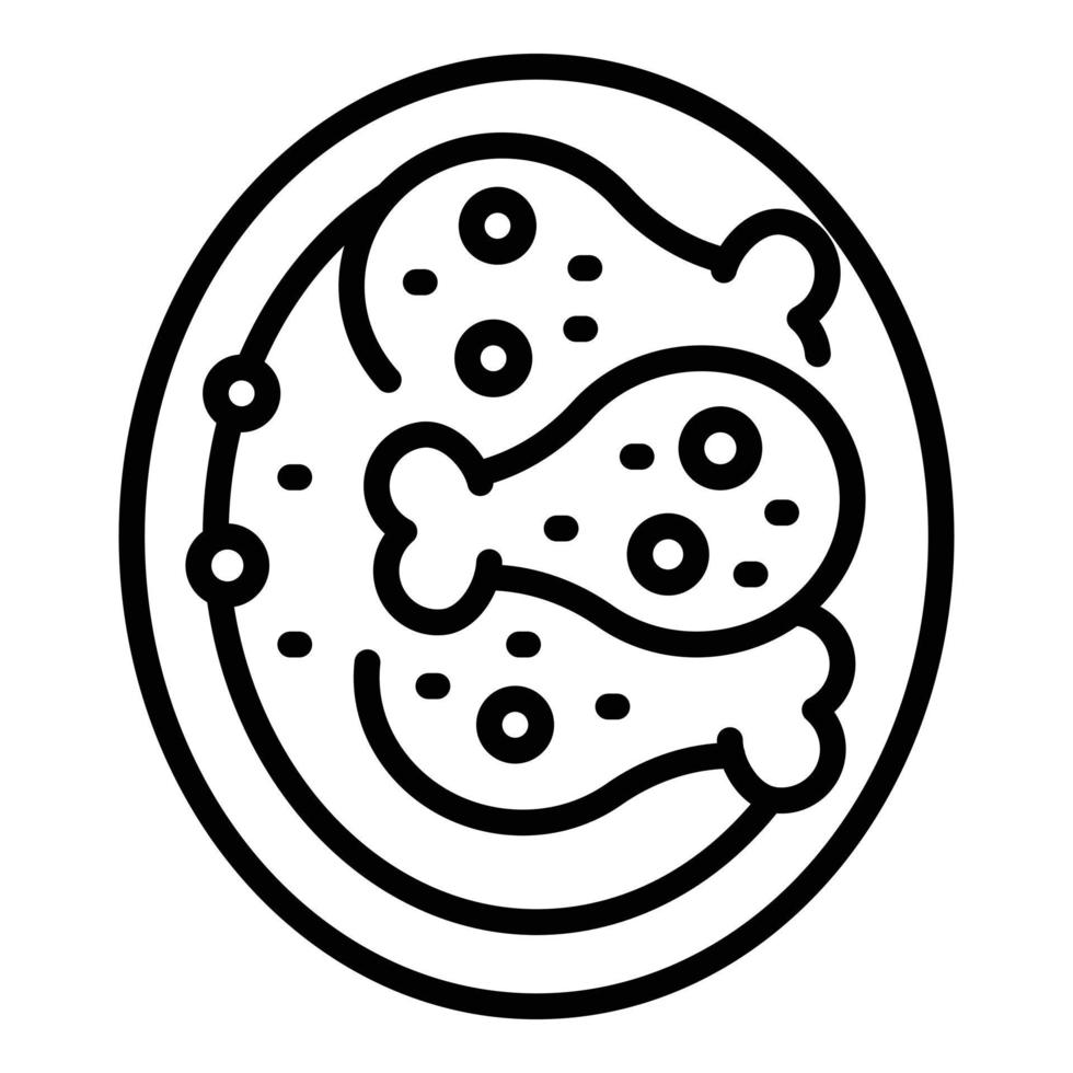 Caribbean chicken icon outline vector. Plate dish vector