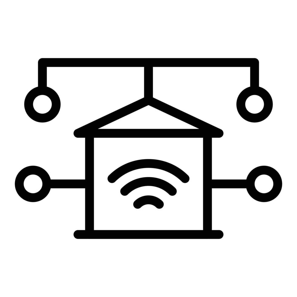 vector de contorno de icono wifi de casa. permanecer en la computadora