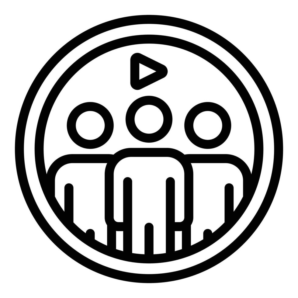 vector de contorno de icono de videollamada de equipo. computadora de trabajo