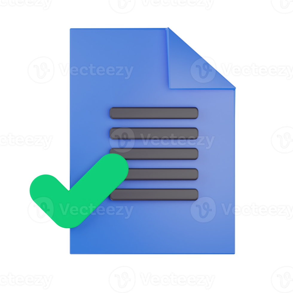 3d approved document paper icon png