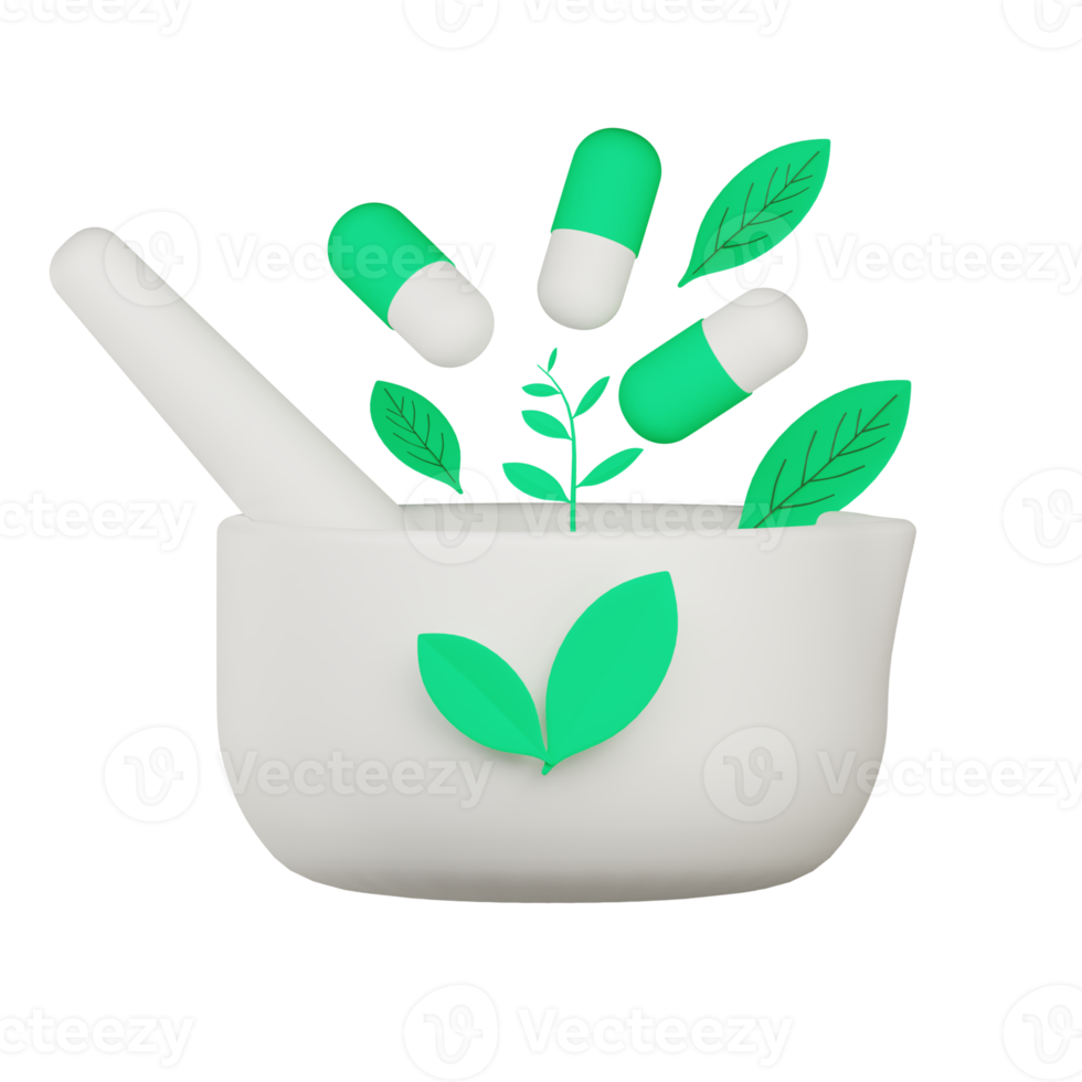 3d leaf herbal medicine icon png