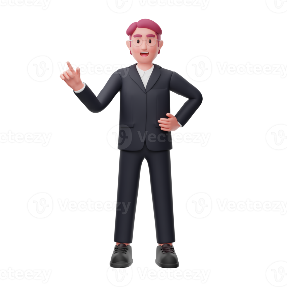 3d business character hand pointing png