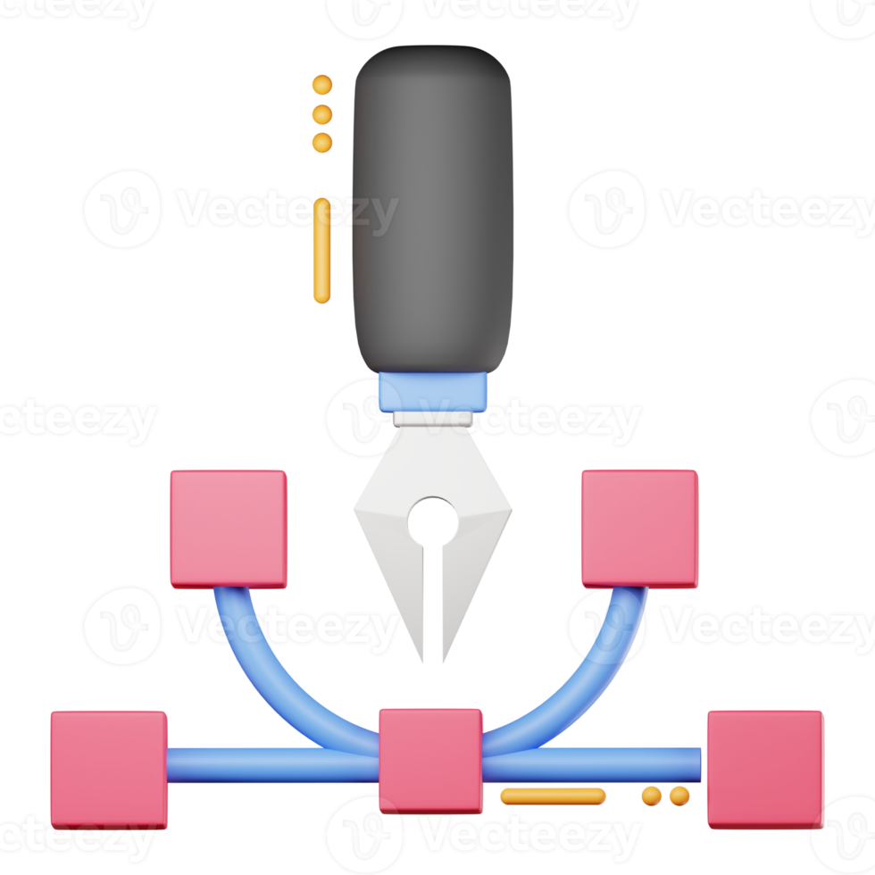 Ilustración de diseño gráfico de herramienta de pluma de vector 3d png