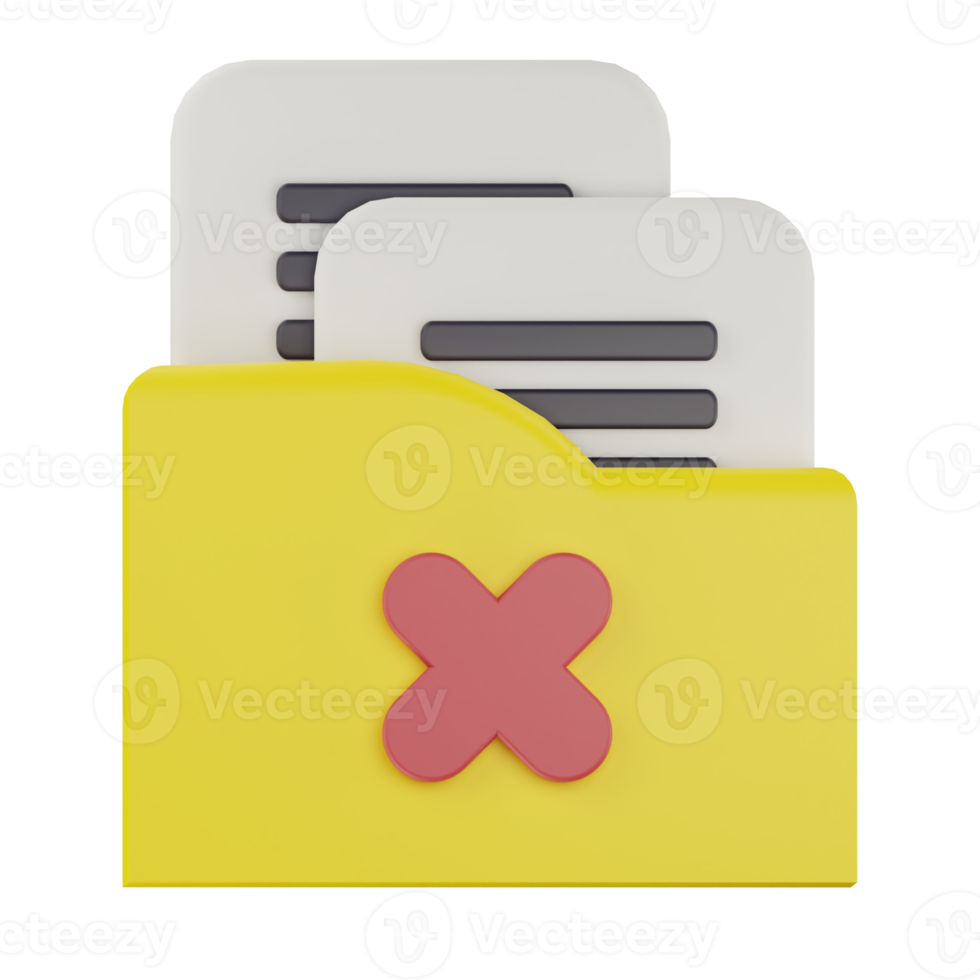 3d rejected business folder icon png