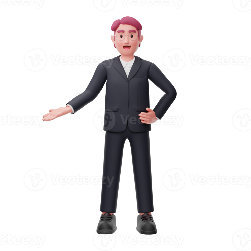 3d business character pose lower hand png