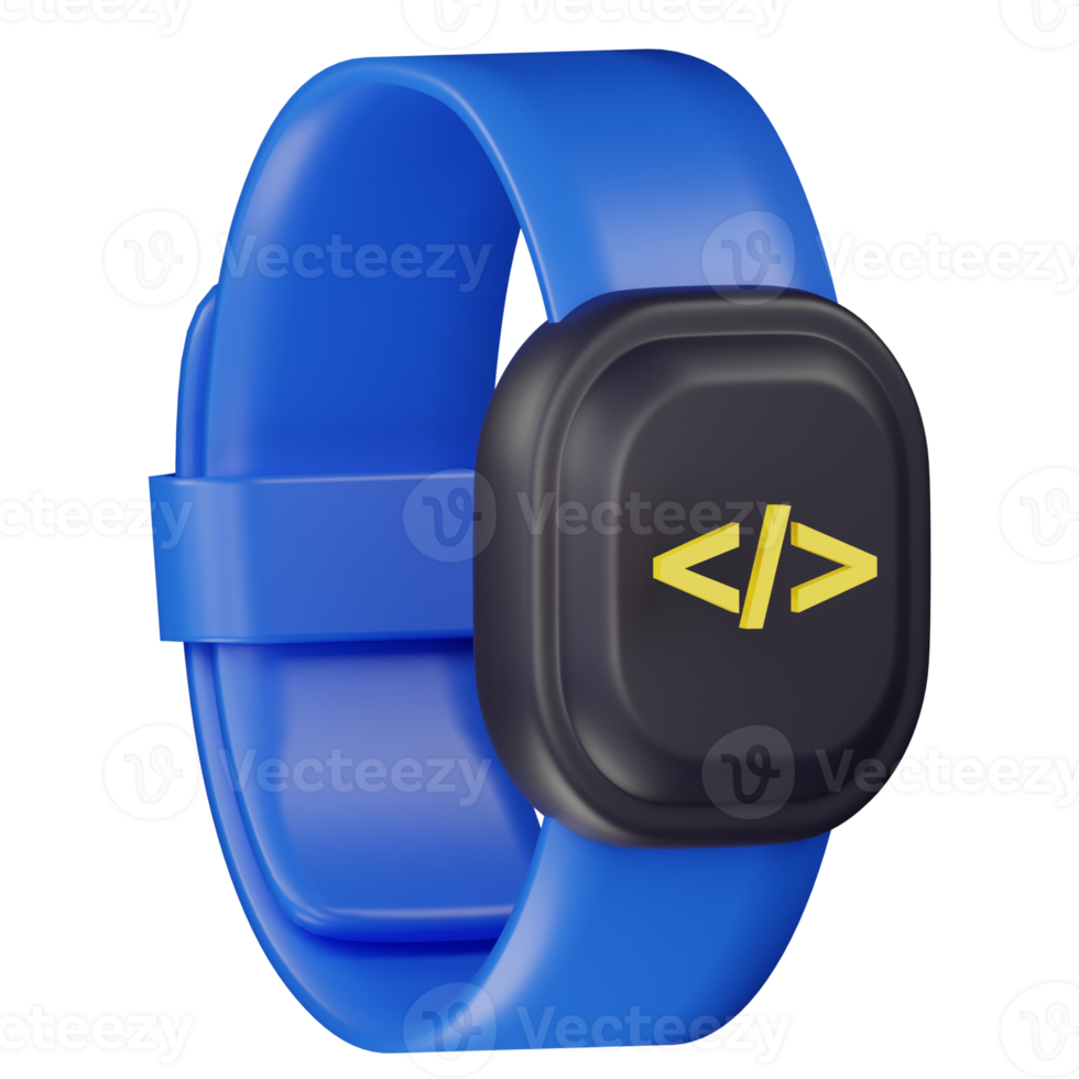 3d smart watch with language programming  code icon illustration png