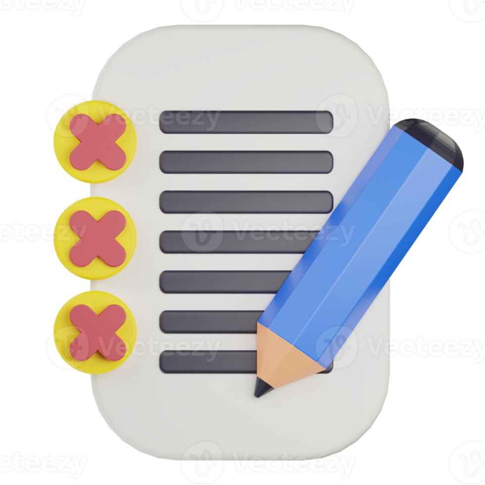 3d checklist document rejected icon png