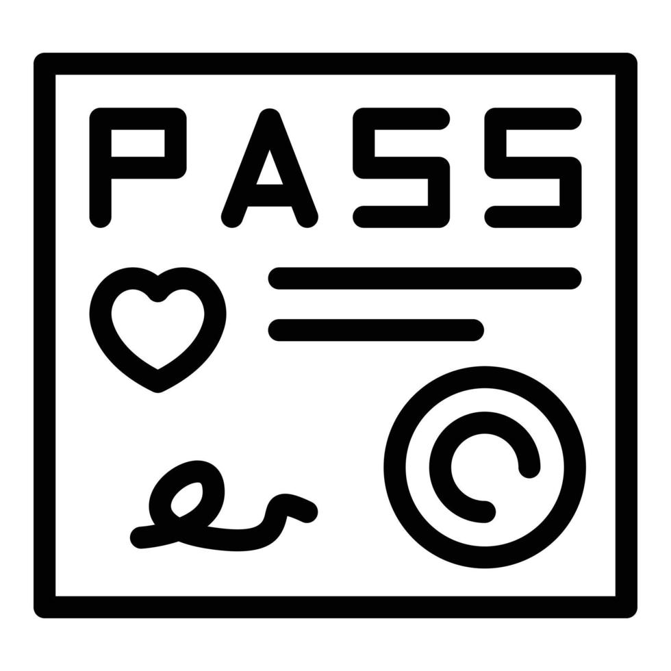 vector de esquema de icono de tarjeta de pase. pasaporte de salud