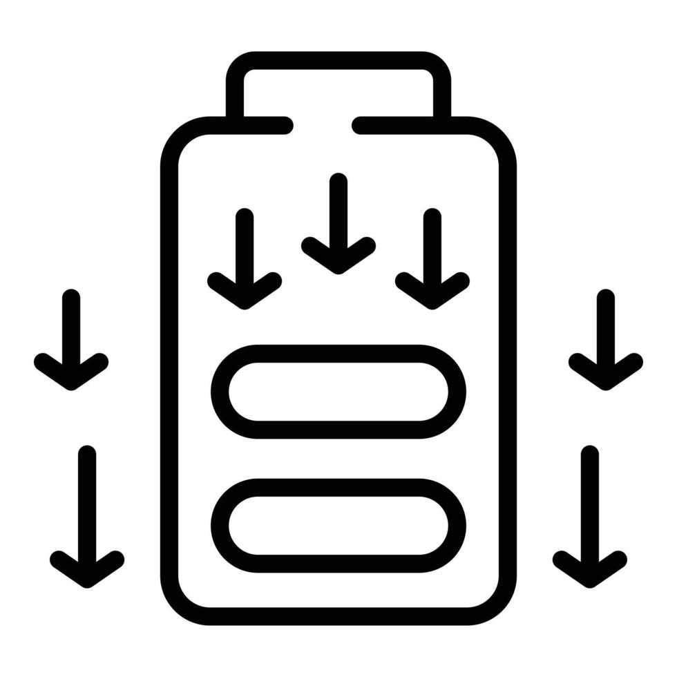 vector de contorno de icono de energía de batería baja. reducción de estrés