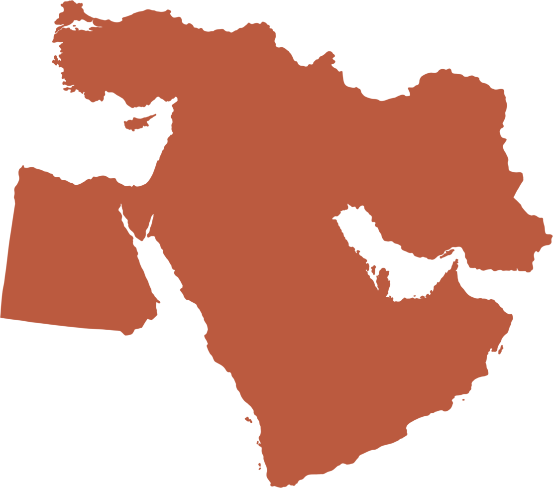 dibujo a mano alzada del mapa de los países de Oriente Medio. png