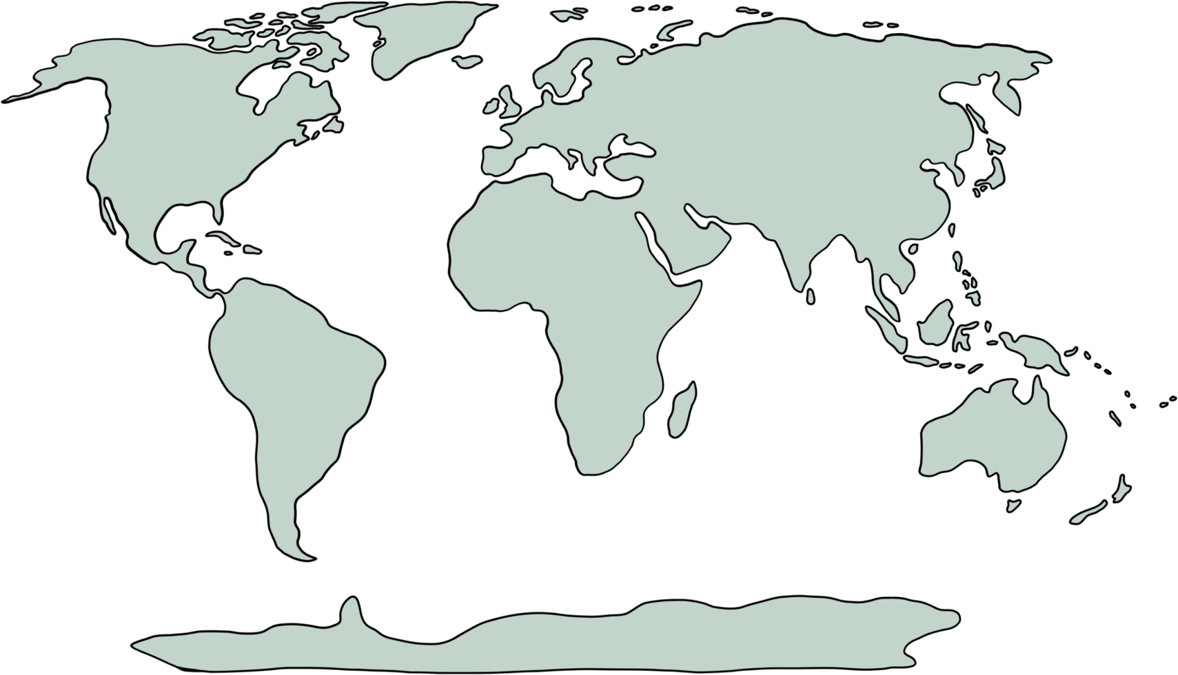 doodle freehand drawing of world map. png