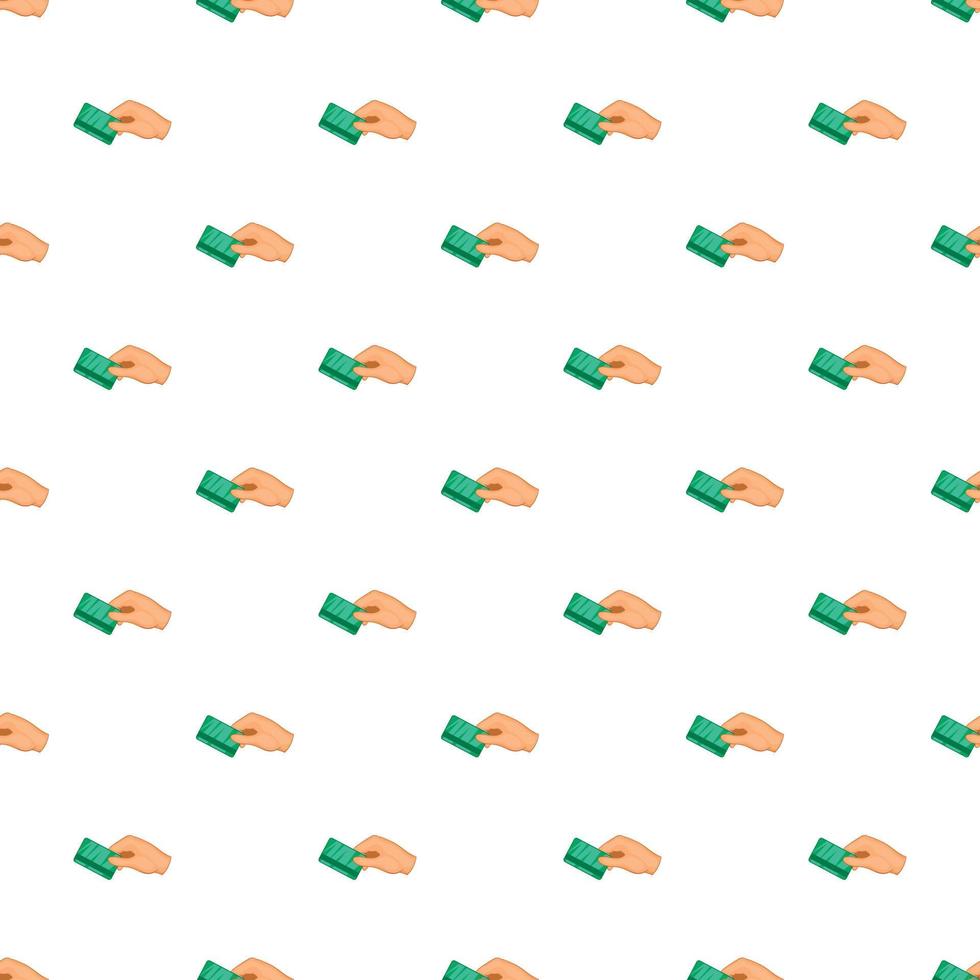 Hand with card pattern, cartoon style vector