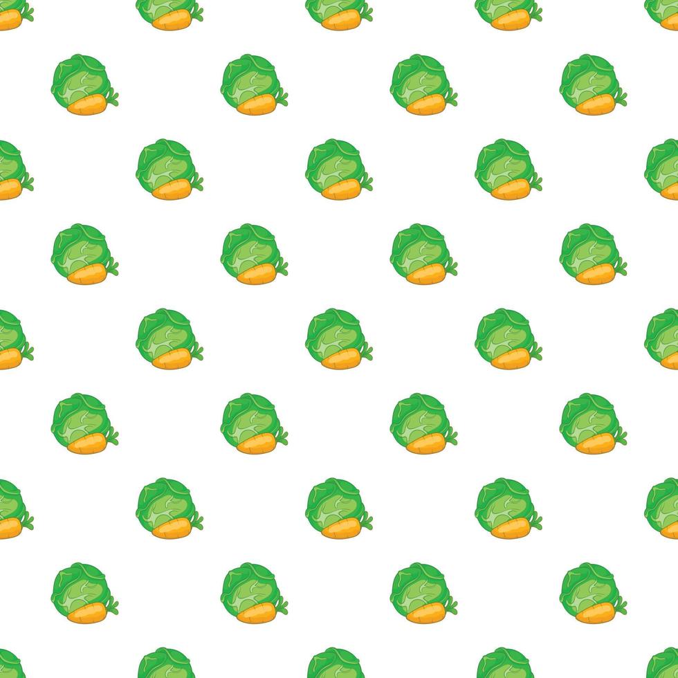 Cabbage and carrots pattern, cartoon style vector