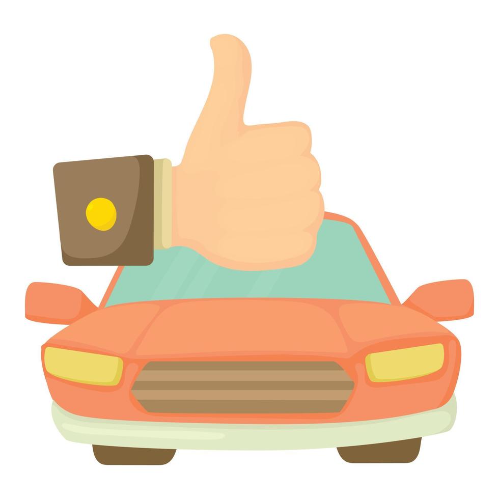 buen icono de coche, estilo de dibujos animados vector