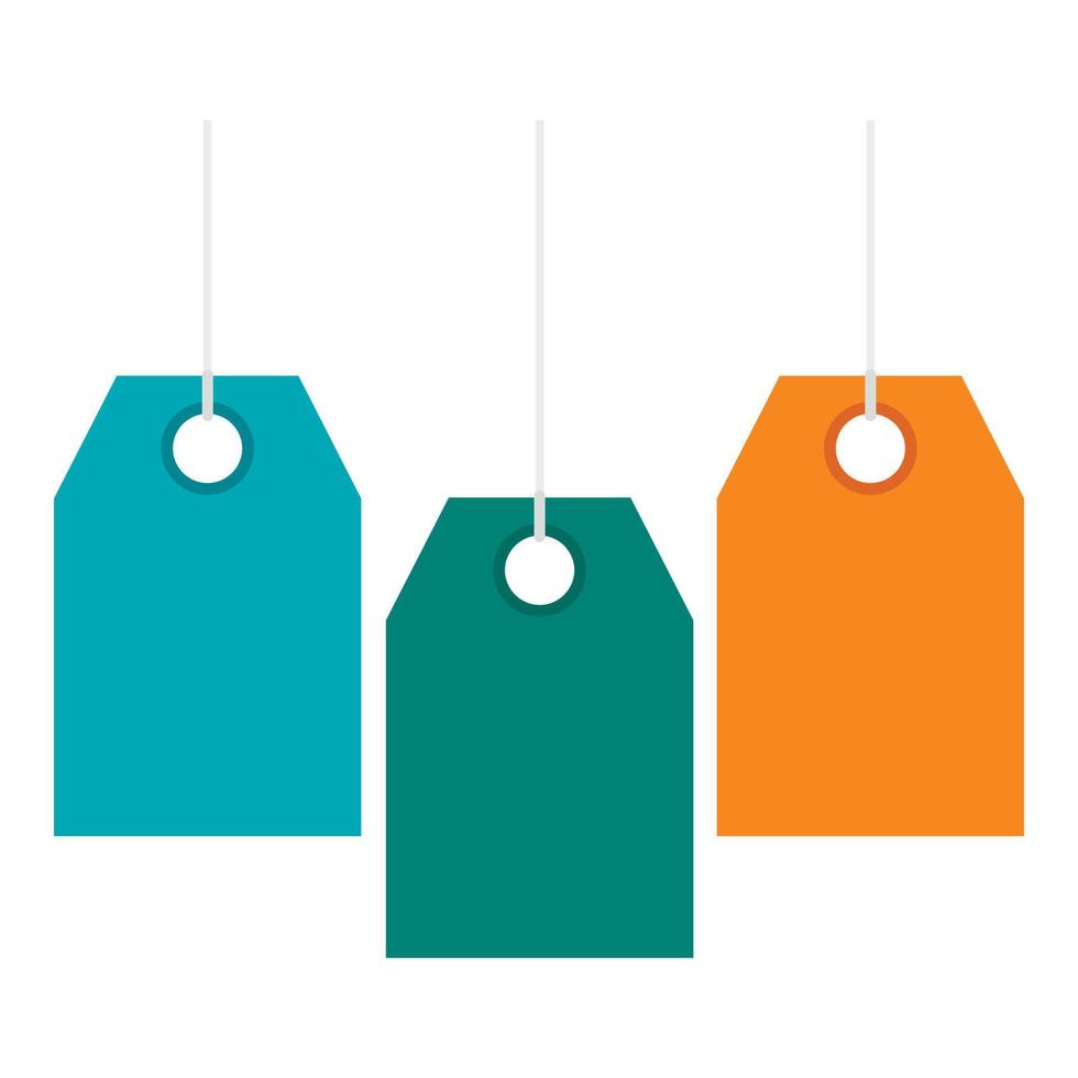 Color price tags icon, flat style vector