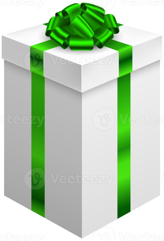 Gift Box with Green Bow png