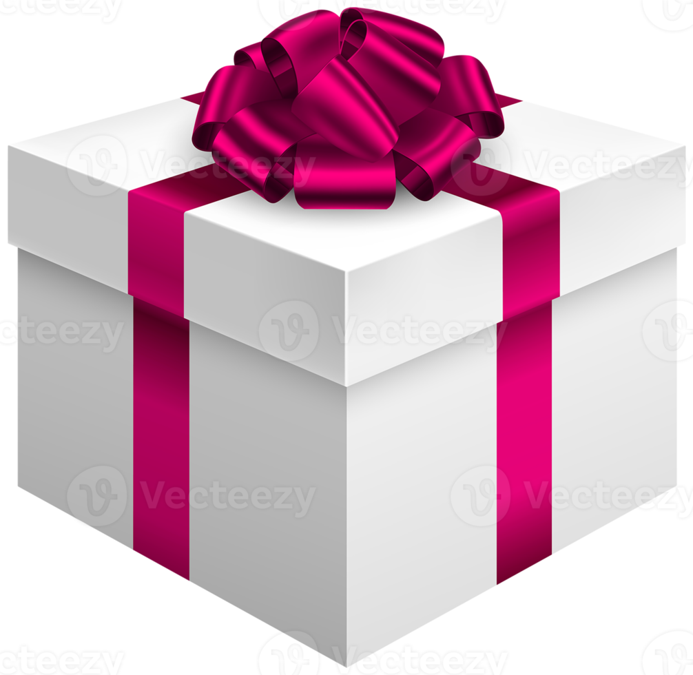 White Gift Box with Pink Bow png