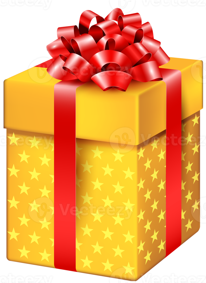 Yellow Gift Box with Stars png