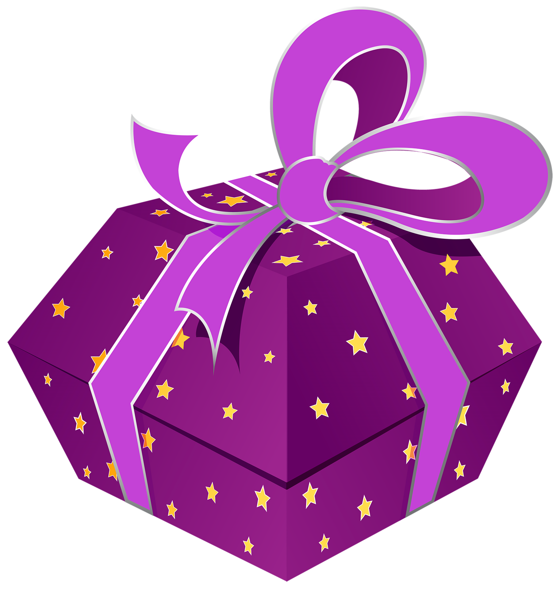 Purple Gift Box with Stars 15100139 PNG