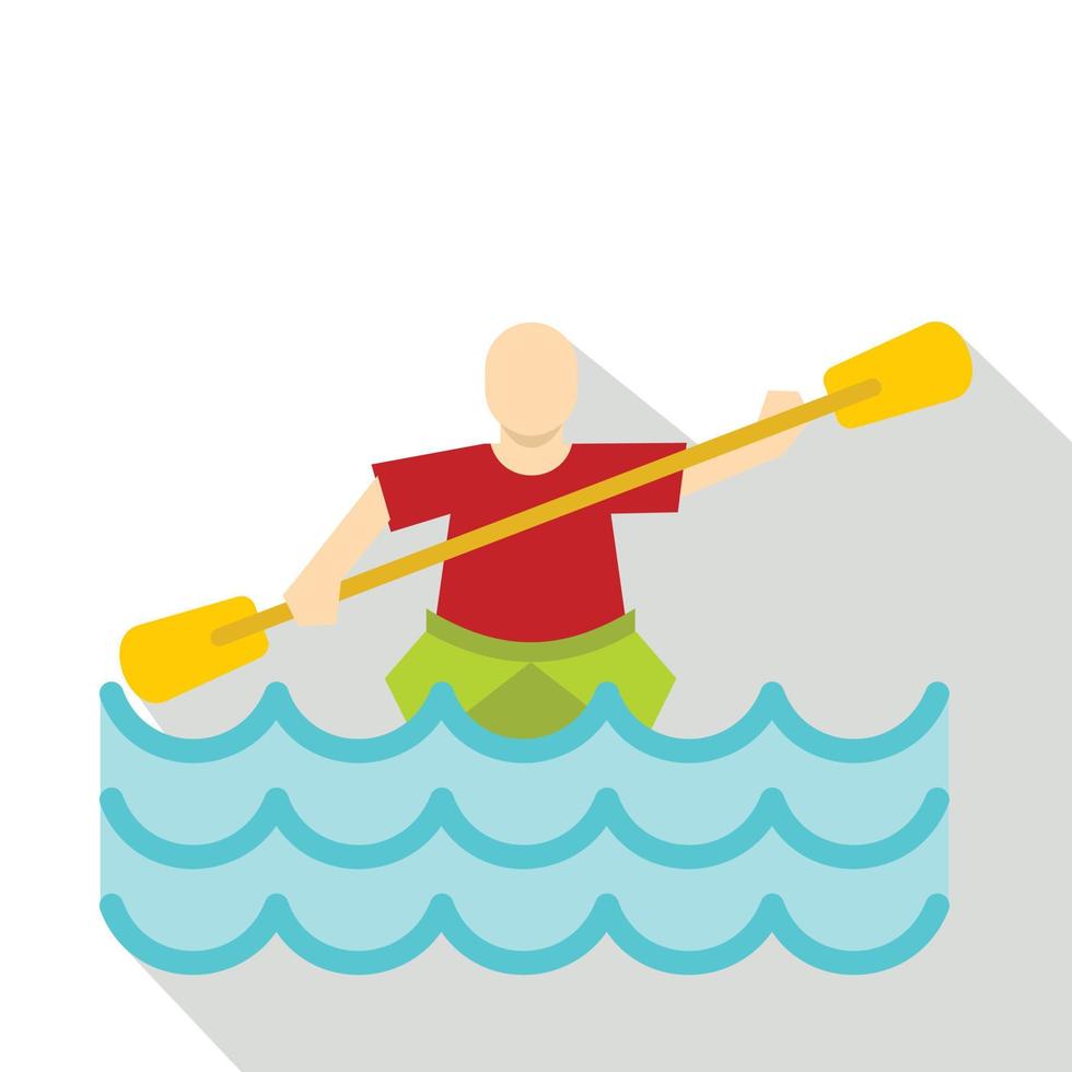 kayak, deporte acuático, icono, plano, estilo vector