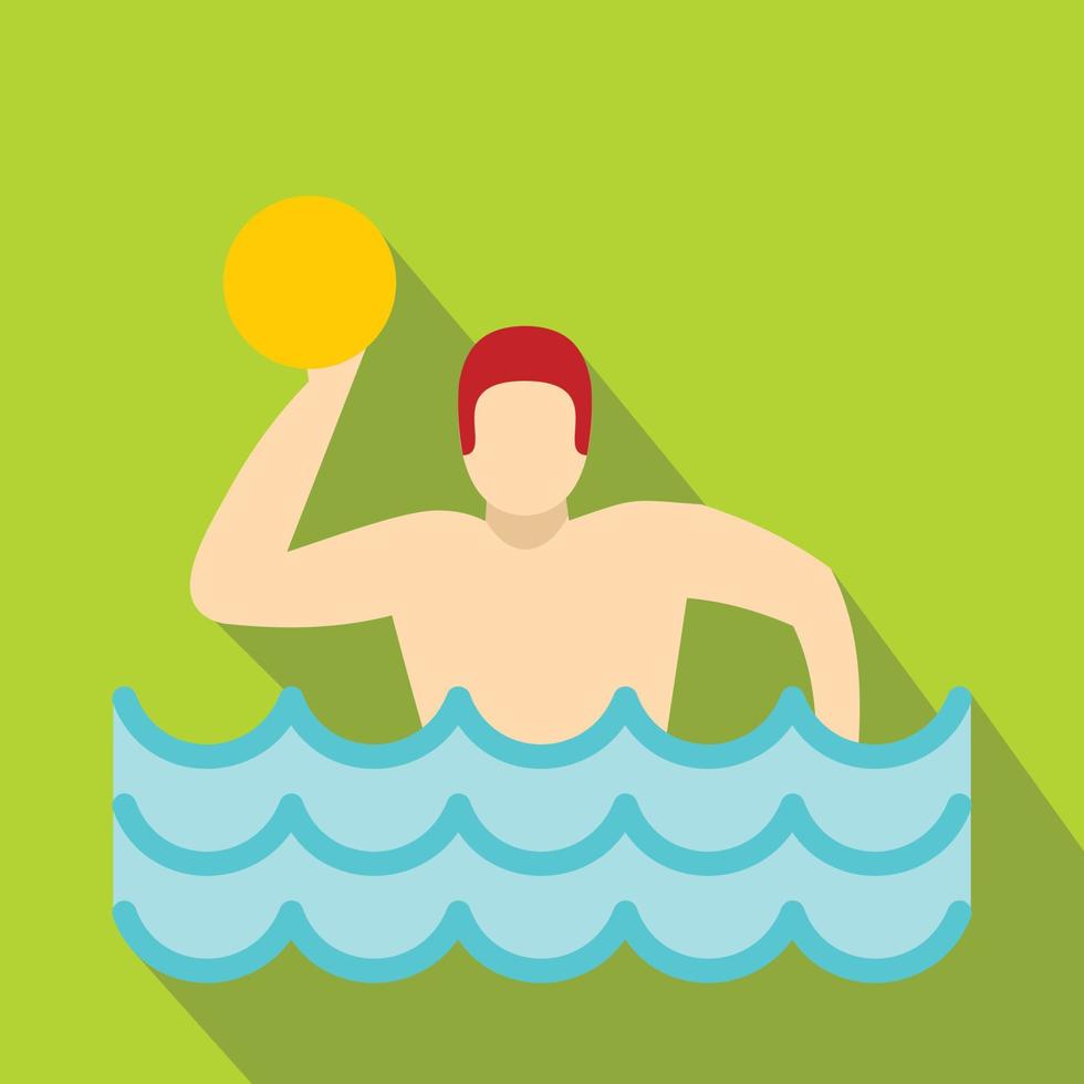 jugador de waterpolo en estilo plano de icono de piscina vector