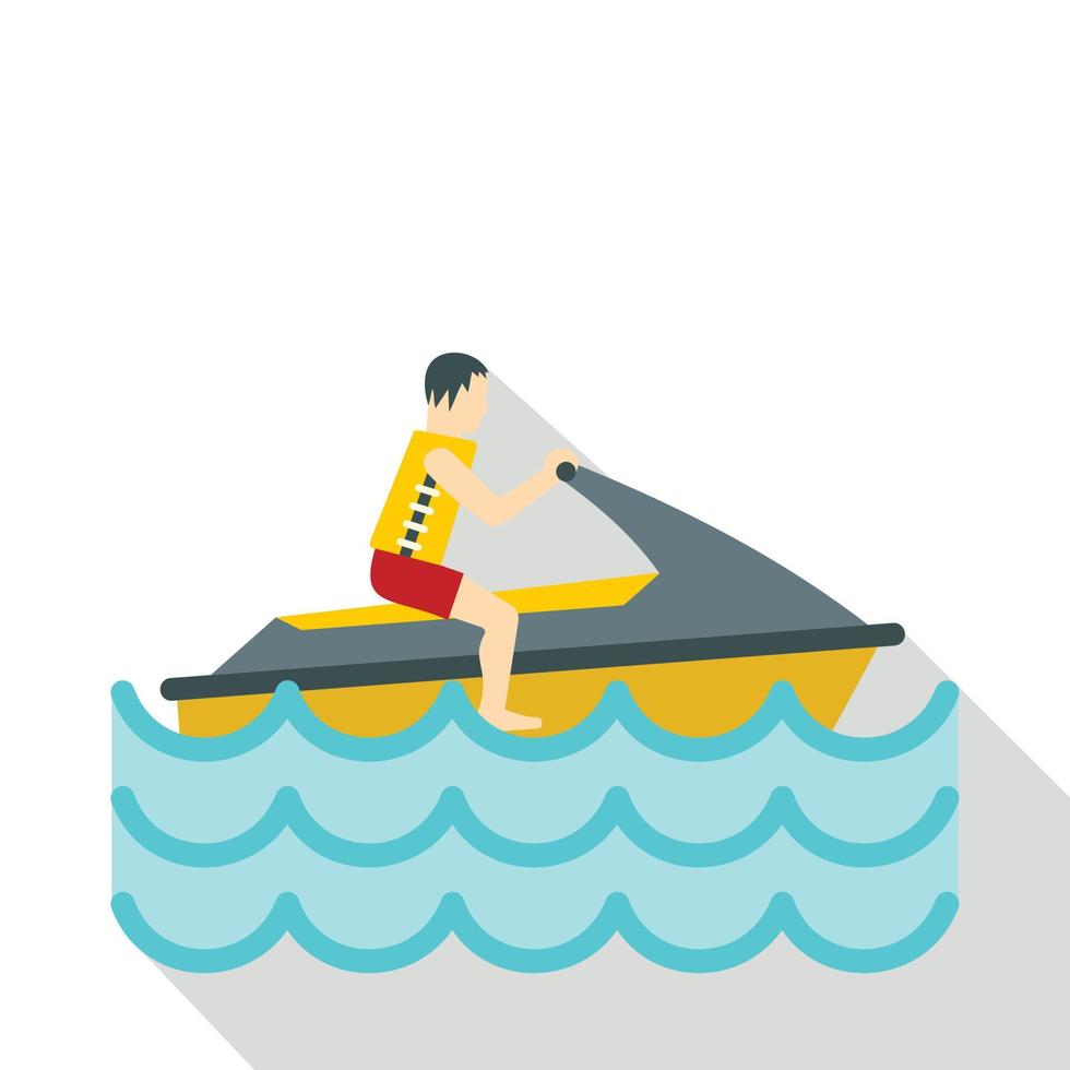 Jet ski rider icon, flat style vector