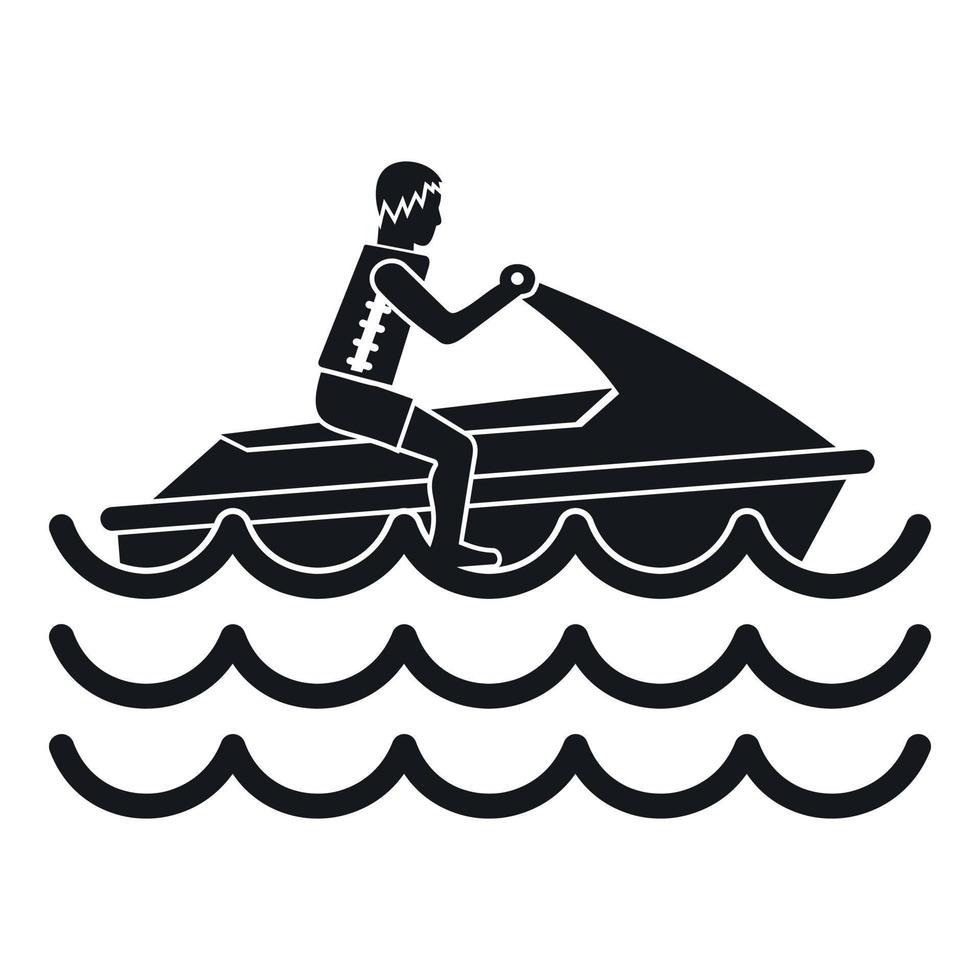 hombre en el icono de paseos en moto de agua, estilo simple vector
