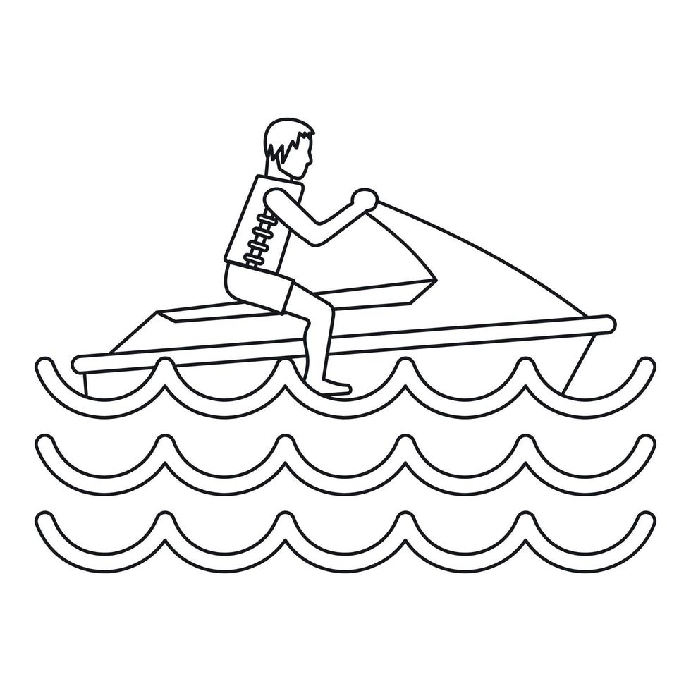 Man on jet ski icon, simple style vector