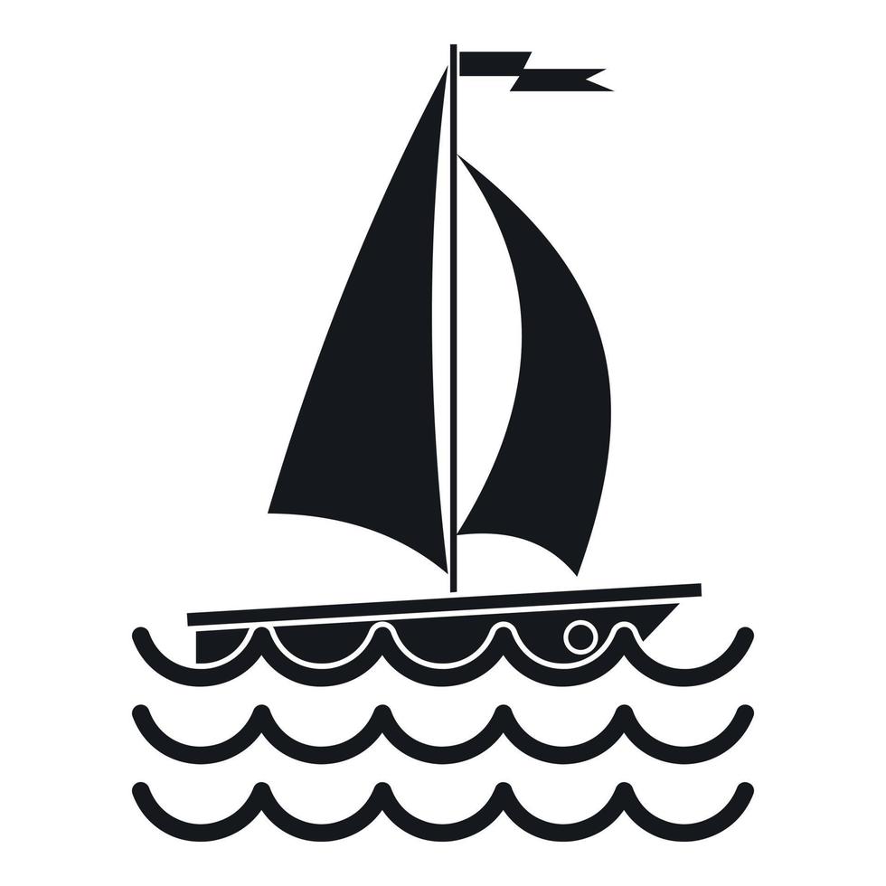 Yacht icon, simple style vector