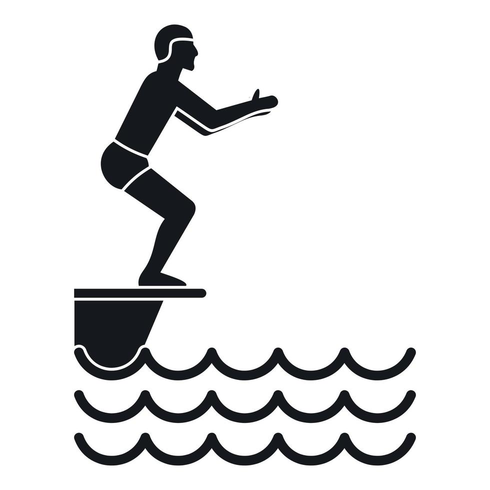 Man standing on springboard icon, simple style vector