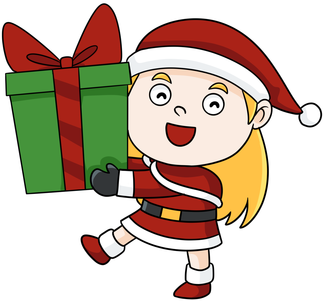 cute cartoon santa lina merry christmas png