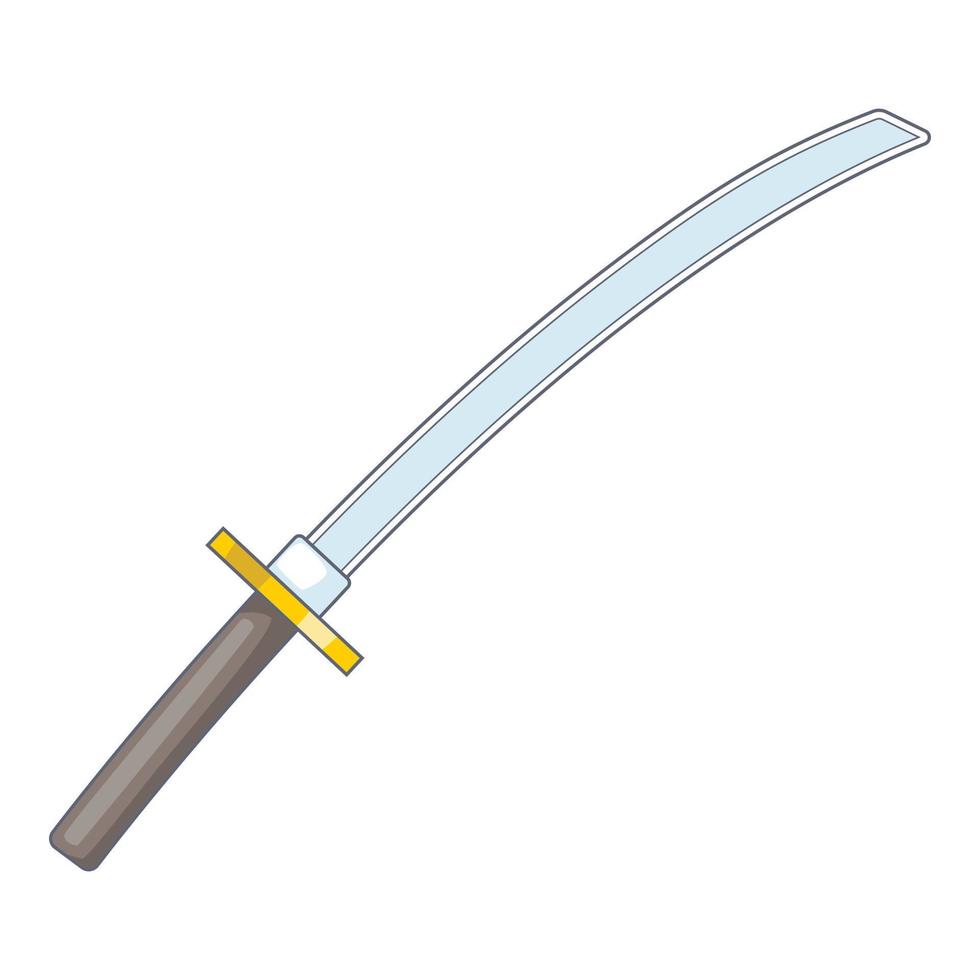 Japan sword katana icon, cartoon style vector