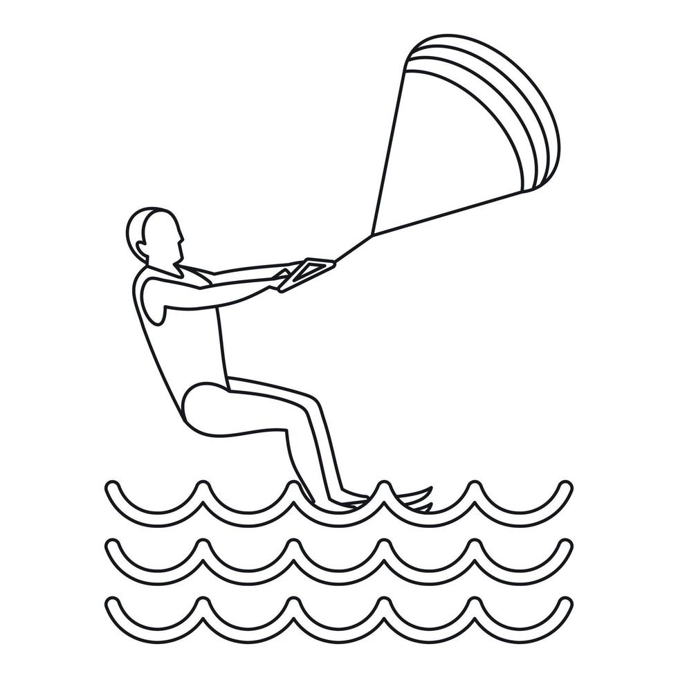 Kitesurfing icon, simple style vector