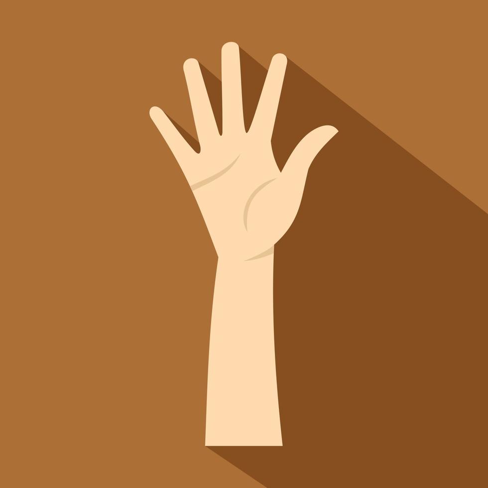 Hand showing five fingers icon, flat style vector