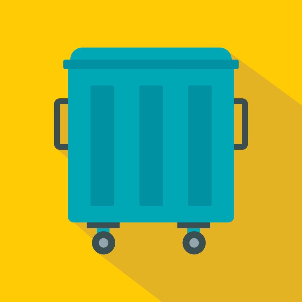 Metal trashcan icon, flat style vector