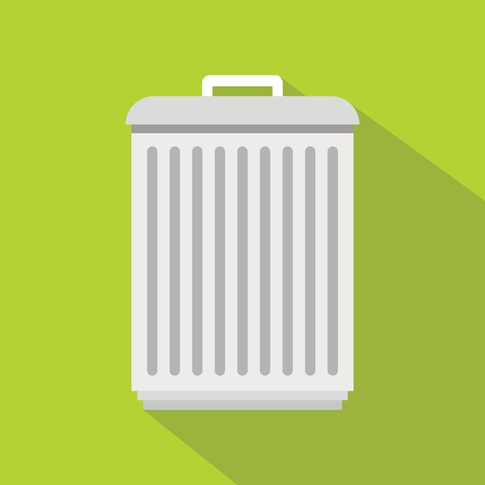 Trashcan icon, flat style vector