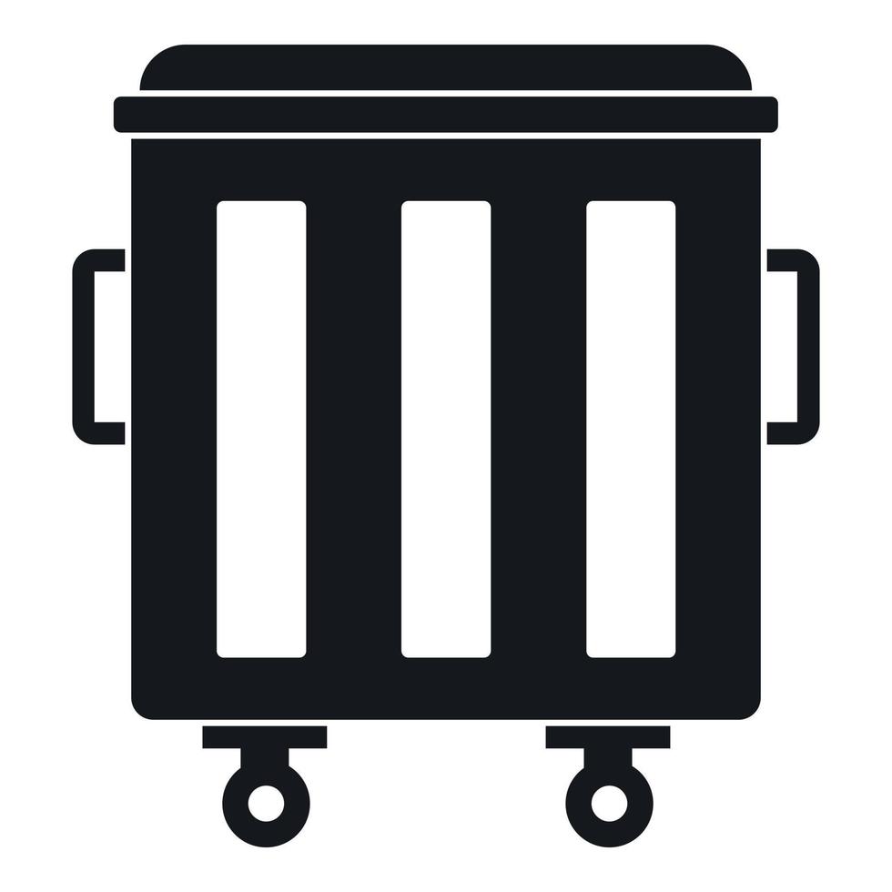 Metal trashcan icon, simple style vector