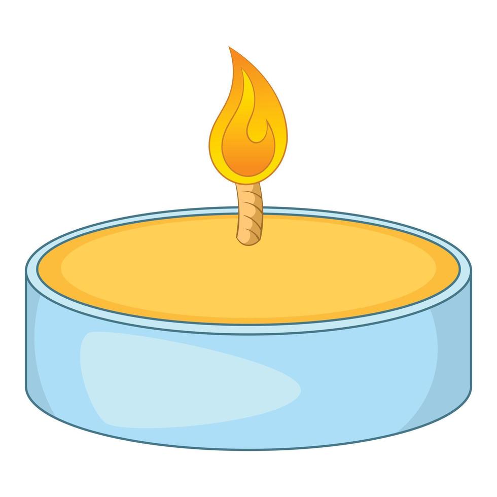 Tealight candle icon, cartoon style vector