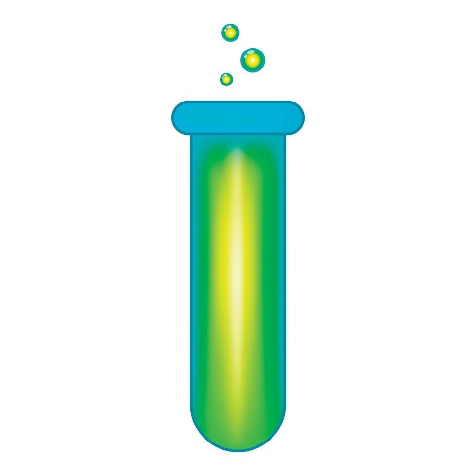 Test tube with bubbles icon, cartoon style vector