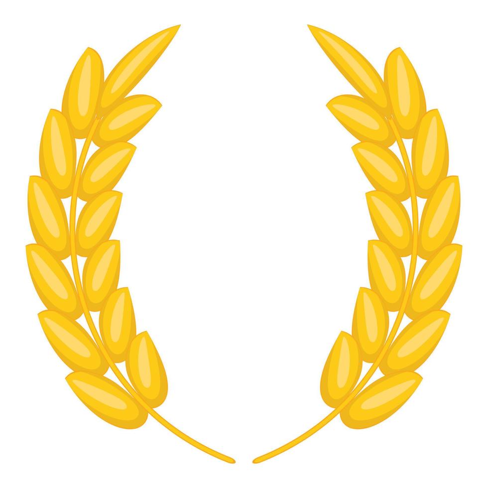 Wheat ears wreath icon, cartoon style vector