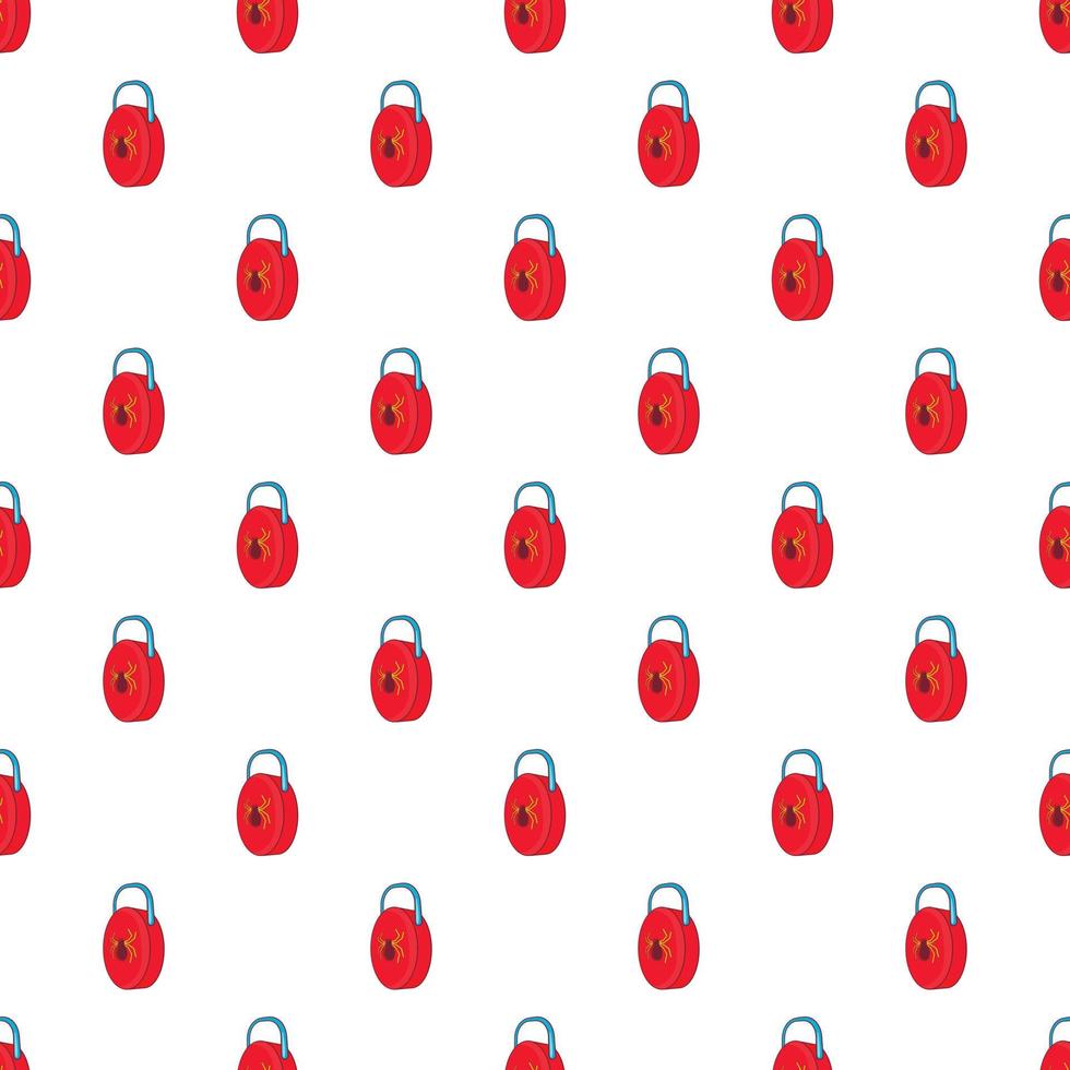 Lock from viruses pattern, cartoon style vector