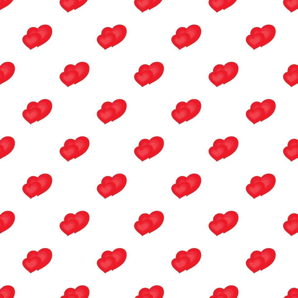 Red hearts pattern, cartoon style vector