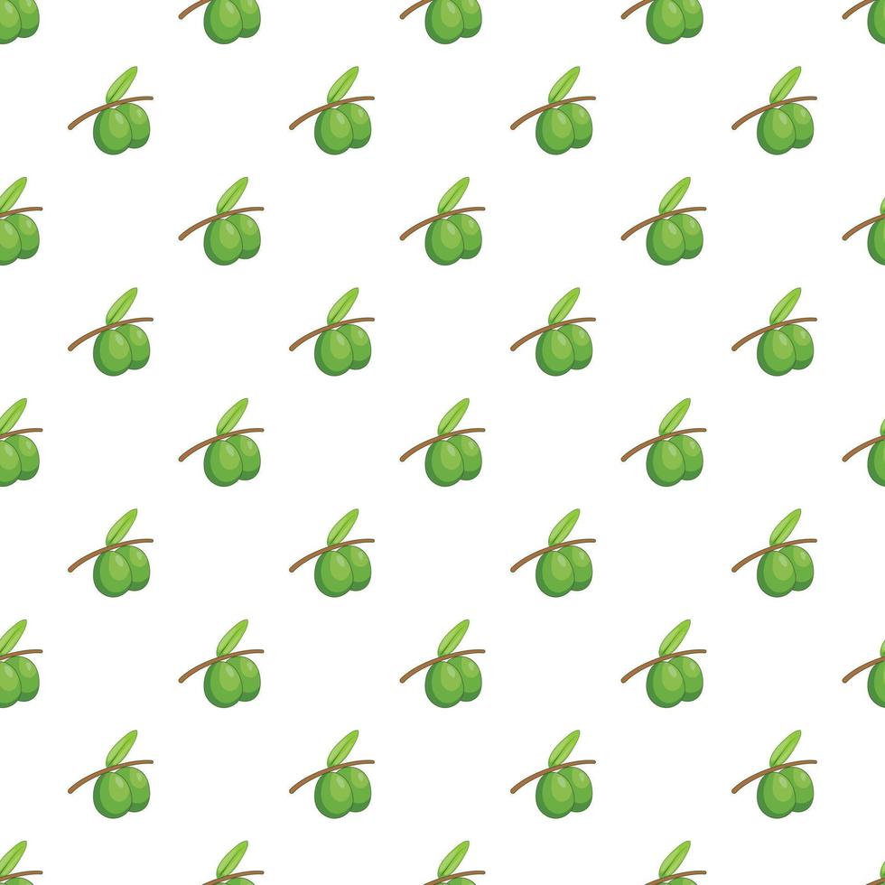 Olive branch pattern, cartoon style vector