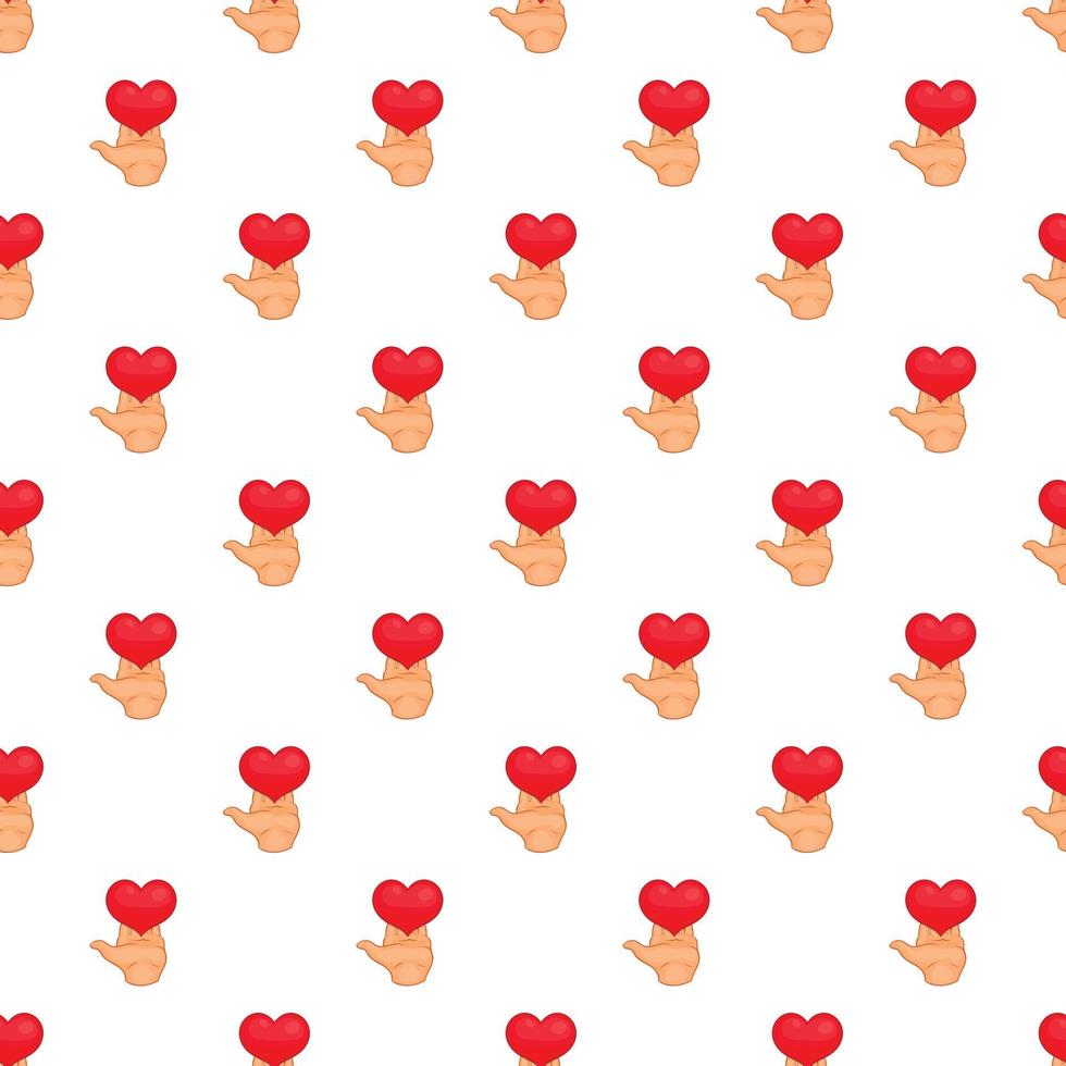 Hand holding heart pattern, cartoon style vector