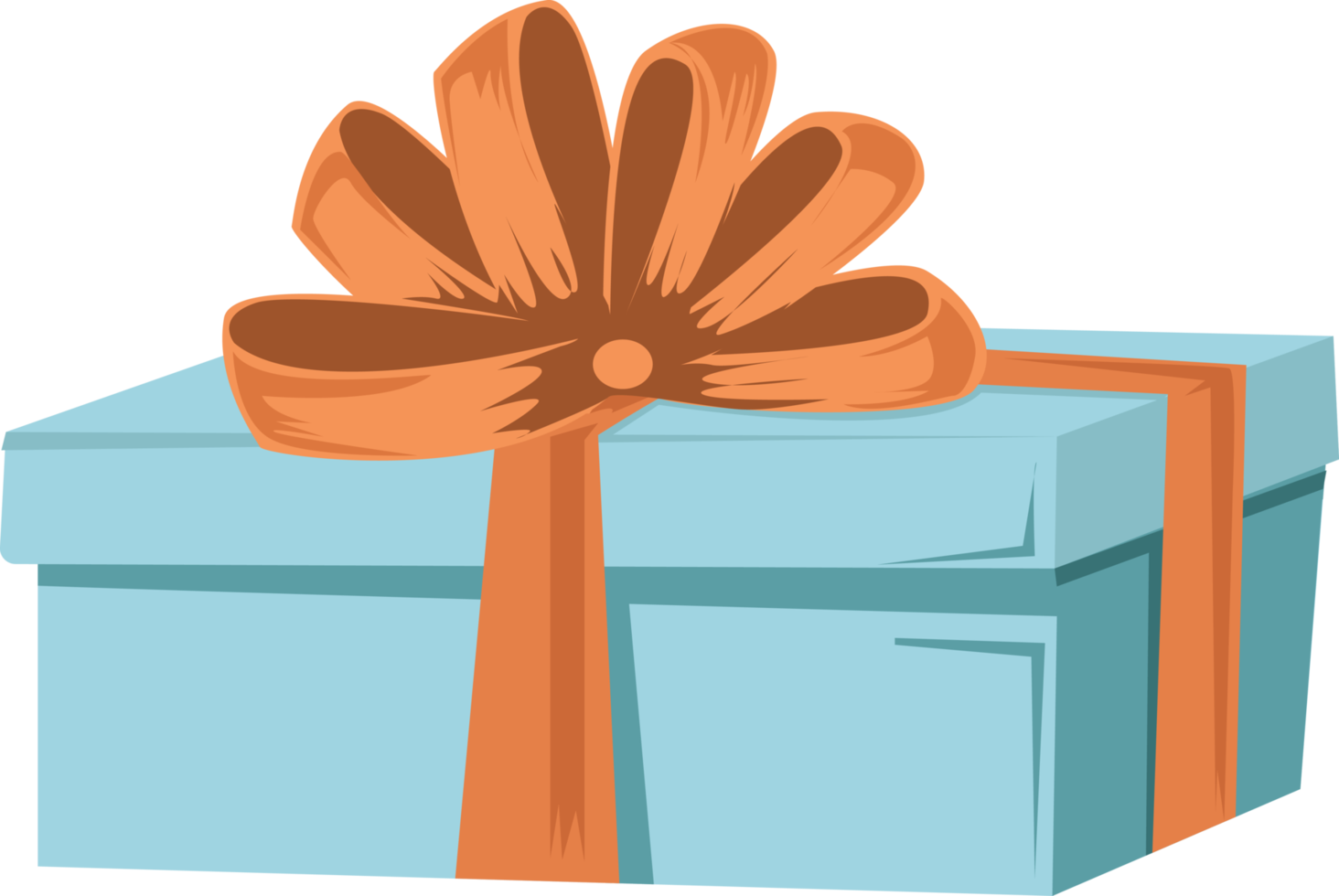 blaue rechteckige Geschenkbox mit orangefarbenem Band png