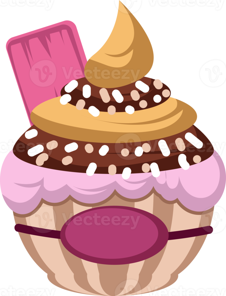 cioccolato Cupcake con rosa cioccolato bar decorazione e spruzzatori png